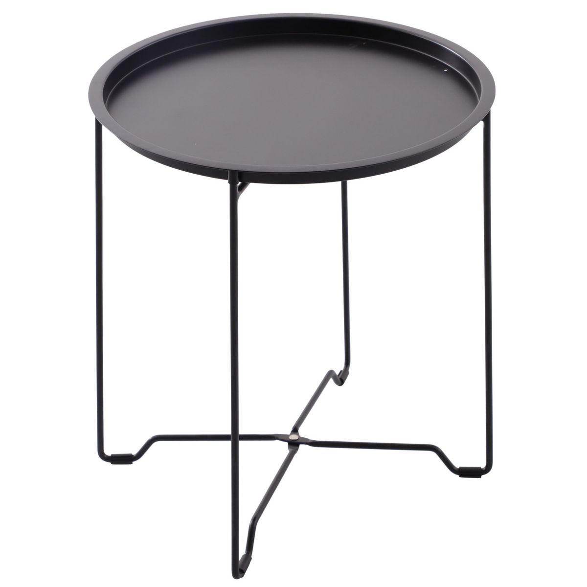 JUST HOME COLLECTION - Mesa de Apoyo Acero Redonda 46x48 cm Negro