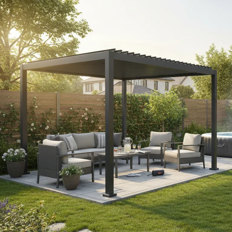 Pérgola Metálica con Techo 3x3m Negro | Sodimac Perú