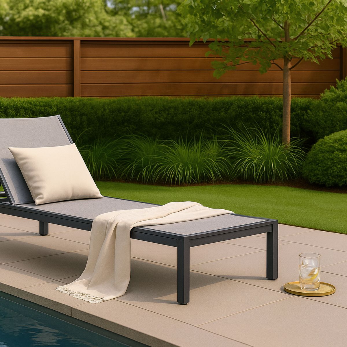 JUST HOME COLLECTION - Reposera Zurich de Aluminio Gris