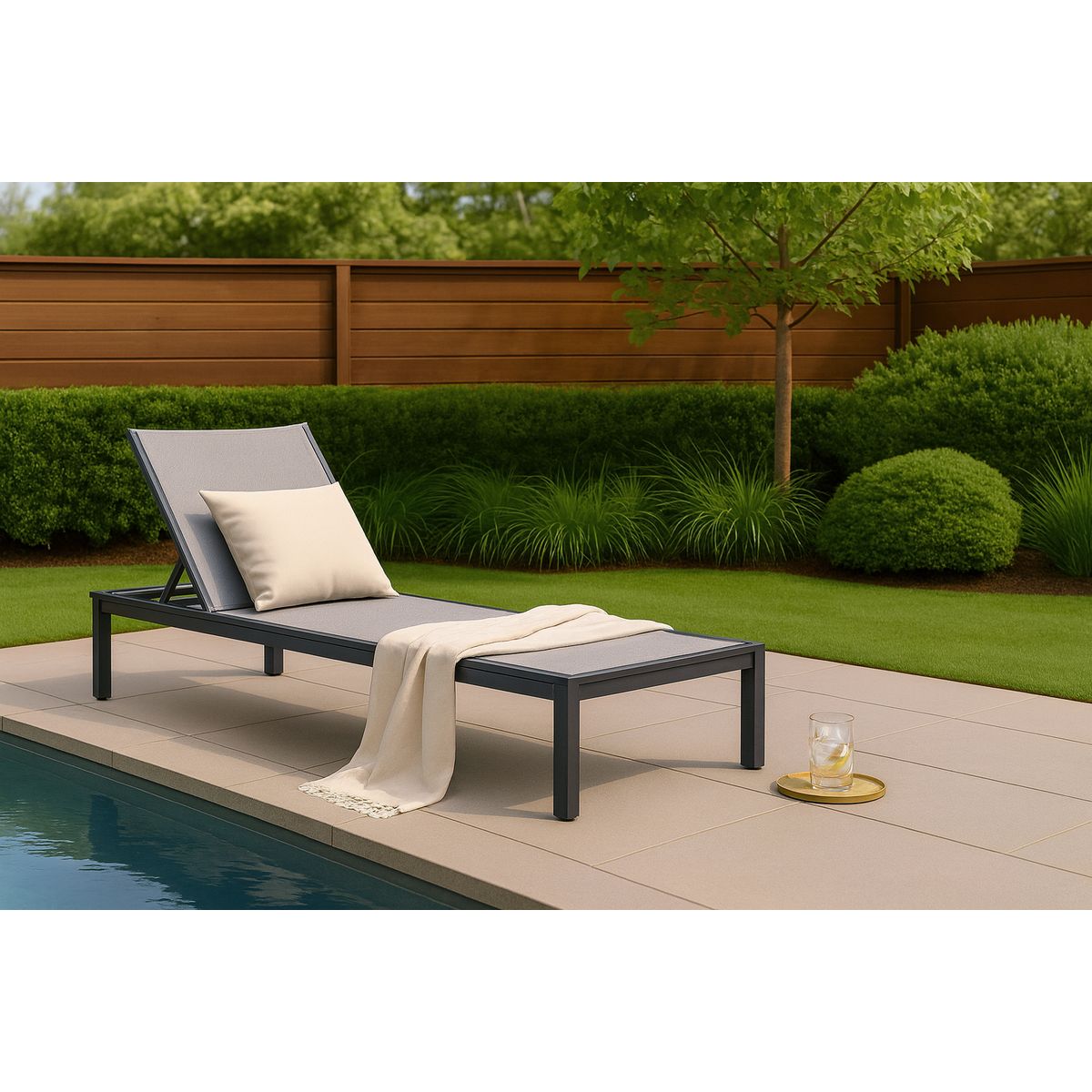 JUST HOME COLLECTION - Reposera Zurich de Aluminio Gris