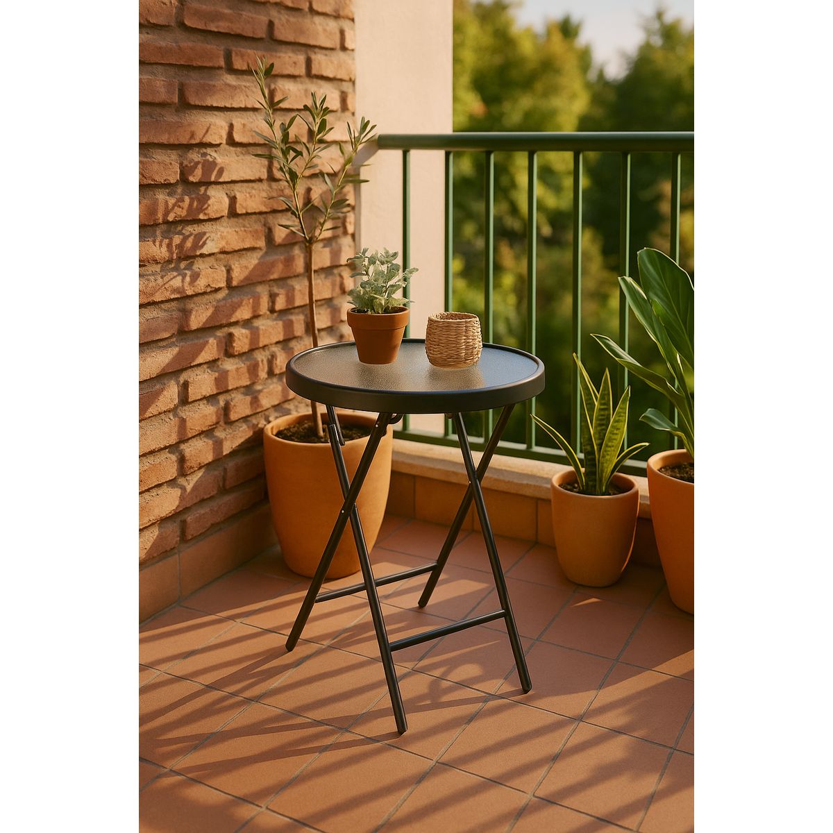 Mesa de Apoyo Redonda Metal 45x50x45 cm Gris Oscuro, marca JUST HOME COLLECTION - Foto Principal