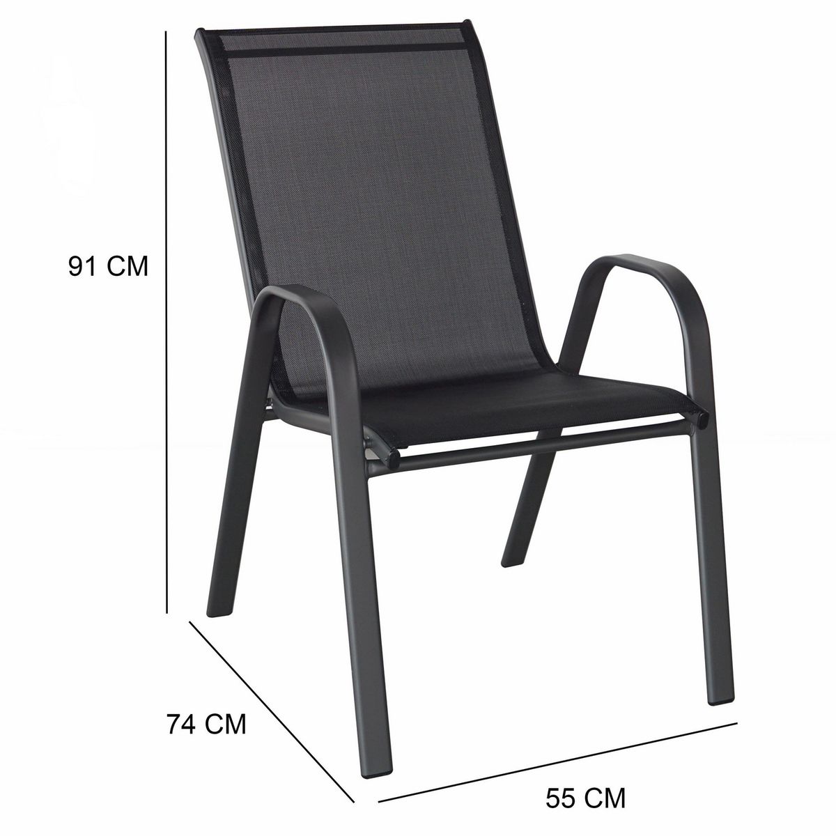 JUST HOME COLLECTION - Silla para Terraza Sling Negro 91x55x74 cm
