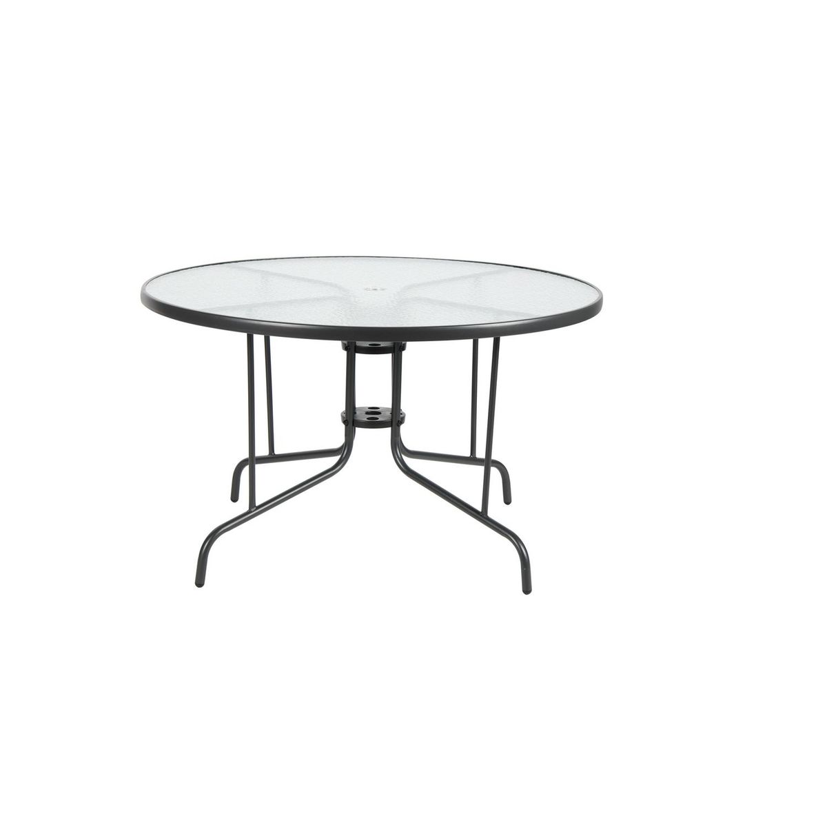 JUST HOME COLLECTION - Juego de comedor mesa redonda de vidrio 120x70x120 cm  + 6   sillas ratan gris