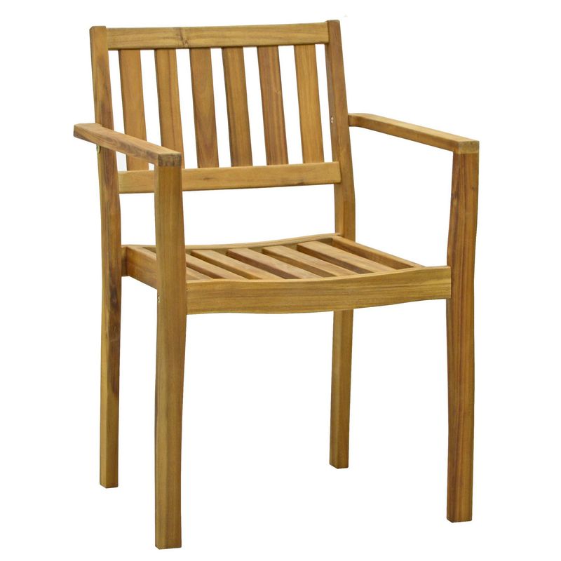 JUST HOME COLLECTION - Silla De Madera Acacia Para Terraza Natural 84x58x54 Cm