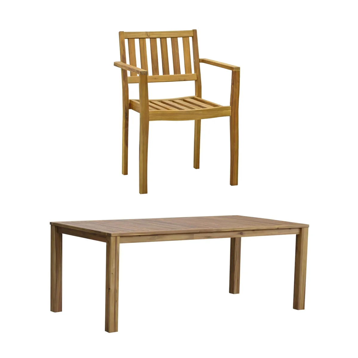 Mesa Acacia 200x100x75 Cm + 2 Sillas De Madera Acacia, marca JUST HOME COLLECTION - Foto 2