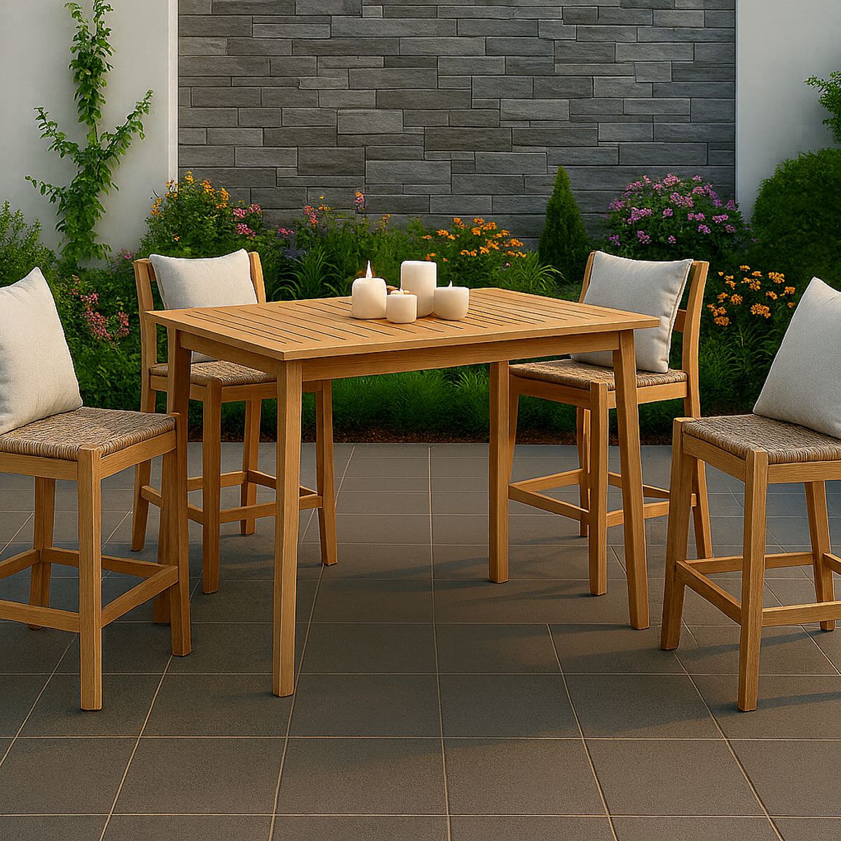 JUST HOME COLLECTION - Juego de Bar de Terraza Zapallar 4 Personas Natural