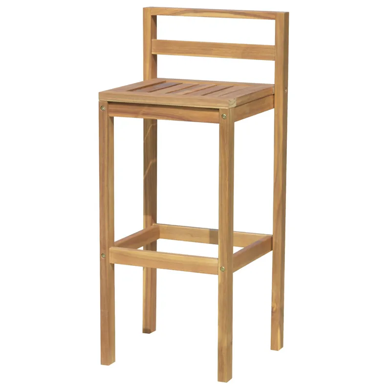 JUST HOME COLLECTION - Set 2 Sillas De Bar De Madera Para Terraza Natural 92x41.5x35 Cm