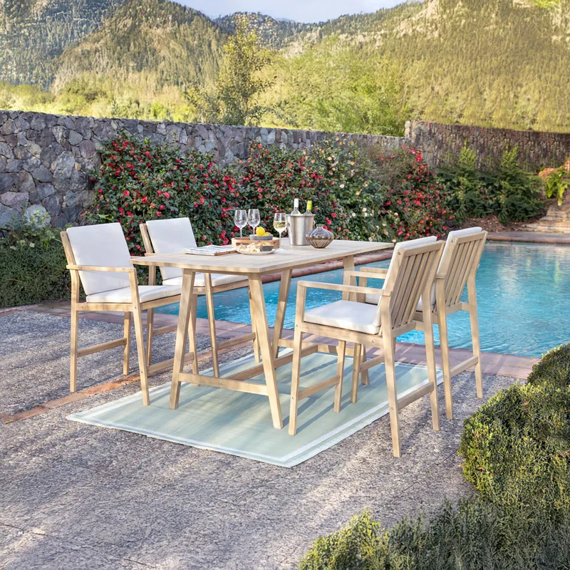 JUST HOME COLLECTION - Juego de Bar de Terraza Jackbar 4 Personas Teka claro