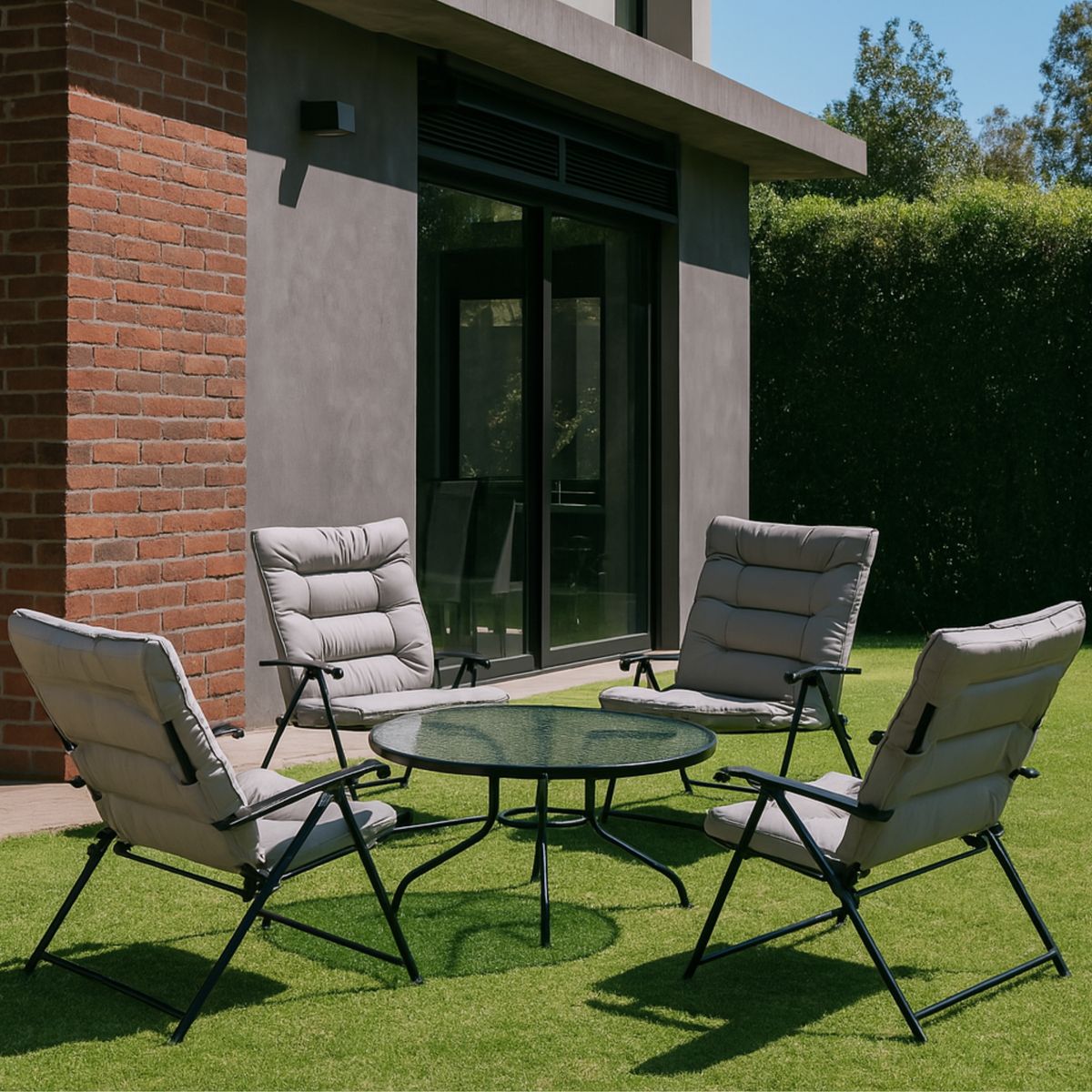 JUST HOME COLLECTION - Juego de Comedor de Terraza Sao Paulo 2 Personas Gris