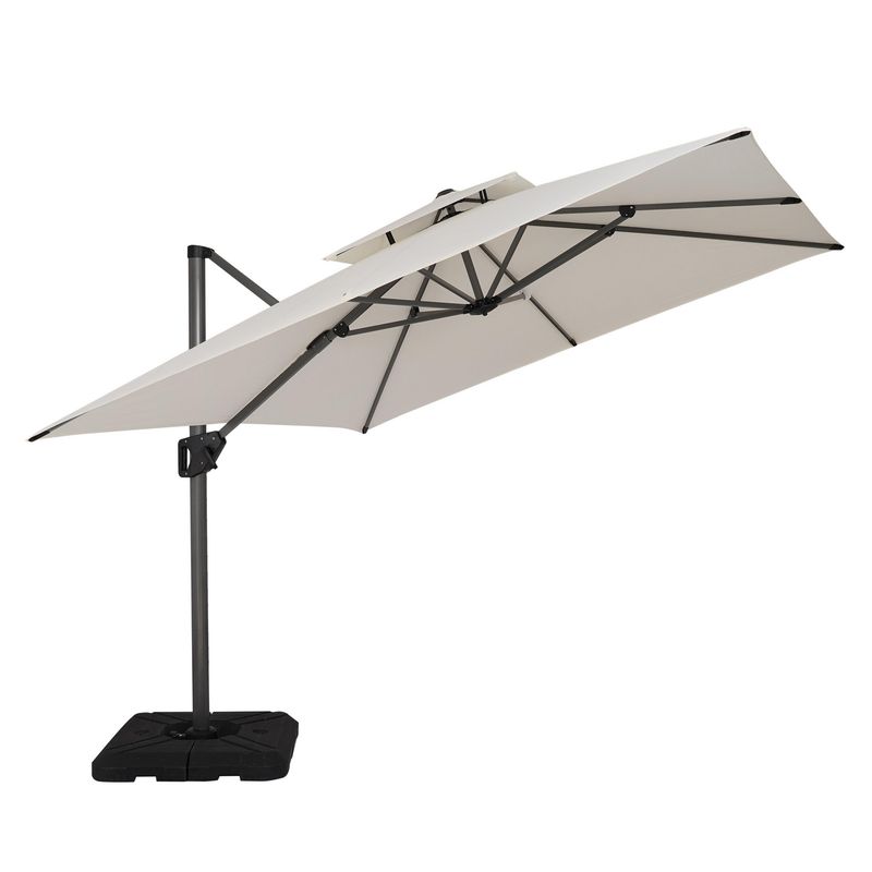 JUST HOME COLLECTION - Sombrilla Aluminio Lateral 3m Gris/Blanco