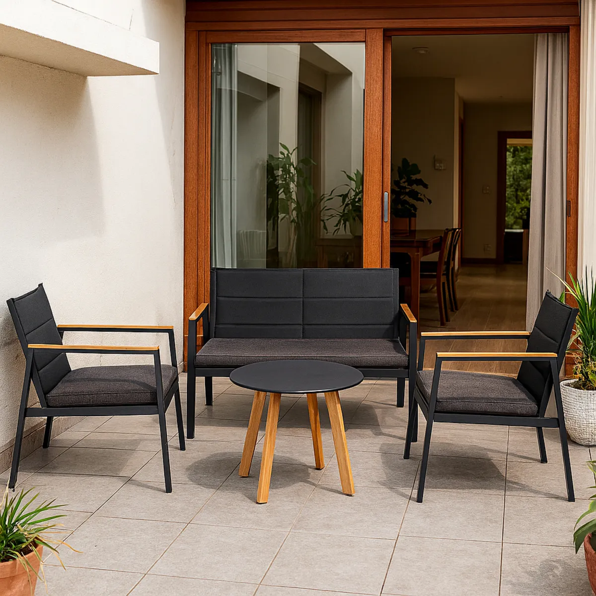 JUST HOME COLLECTION - Juego de Terraza Recife 2 Personas Negro