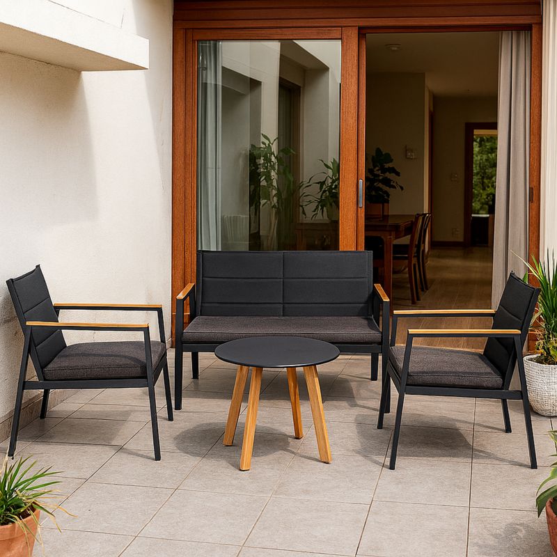 JUST HOME COLLECTION - Juego de Terraza Recife 2 Personas Negro