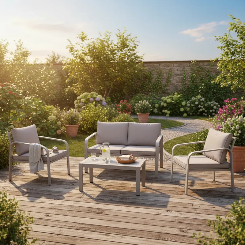 JUST HOME COLLECTION - Juego de Living de Terraza Bogotá 4 Personas Taupe