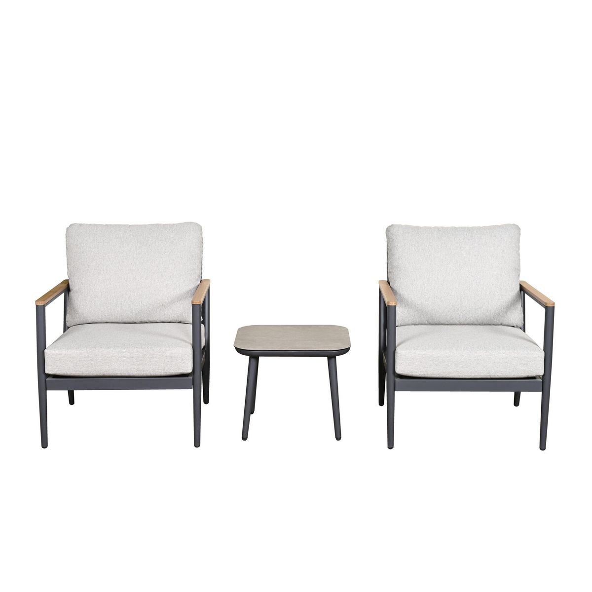 JUST HOME COLLECTION - Juego de Balcón Barcelona 2 Personas Negro y Beige