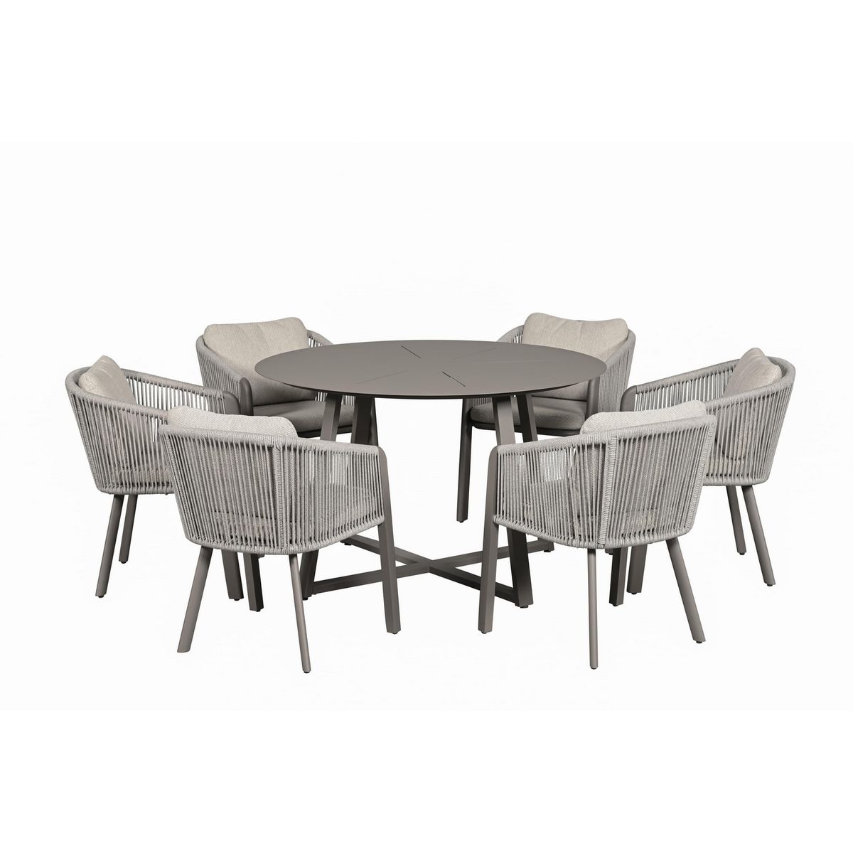 JUST HOME COLLECTION - Juego de Comedor de Terraza Singapur 6 Personas Gris