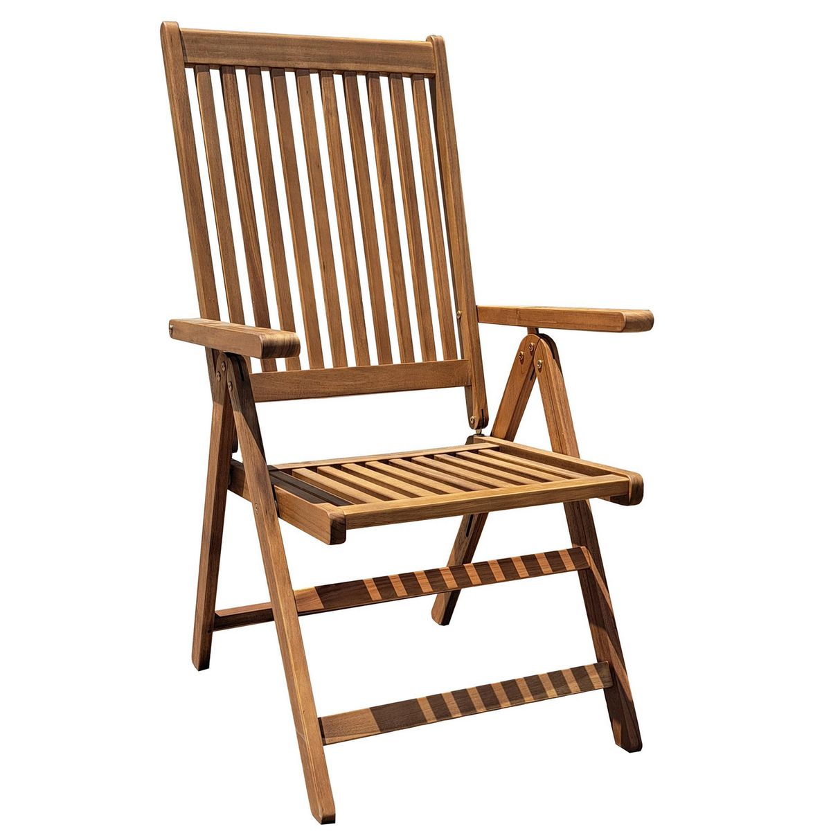 JUST HOME COLLECTION - Silla Plegable De Madera Para Terraza Natural 105x57x69 Cm