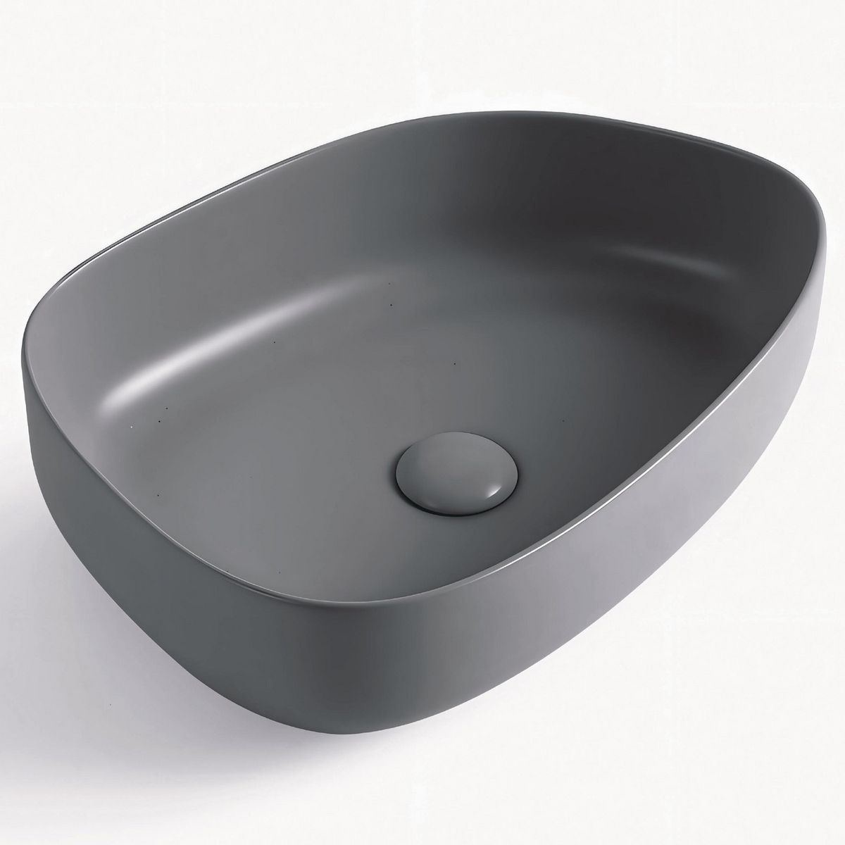 SENSI DACQUA - Lavamanos de Cerámica Rectangular 47.5x13x36.5 cm Gris Mate