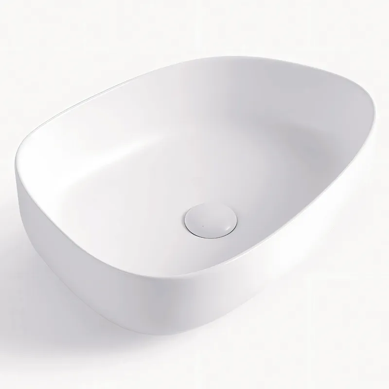 SENSI DACQUA - Lavamanos de Cerámica Rectangular 47.5x13x36.5 cm Blanco Mate