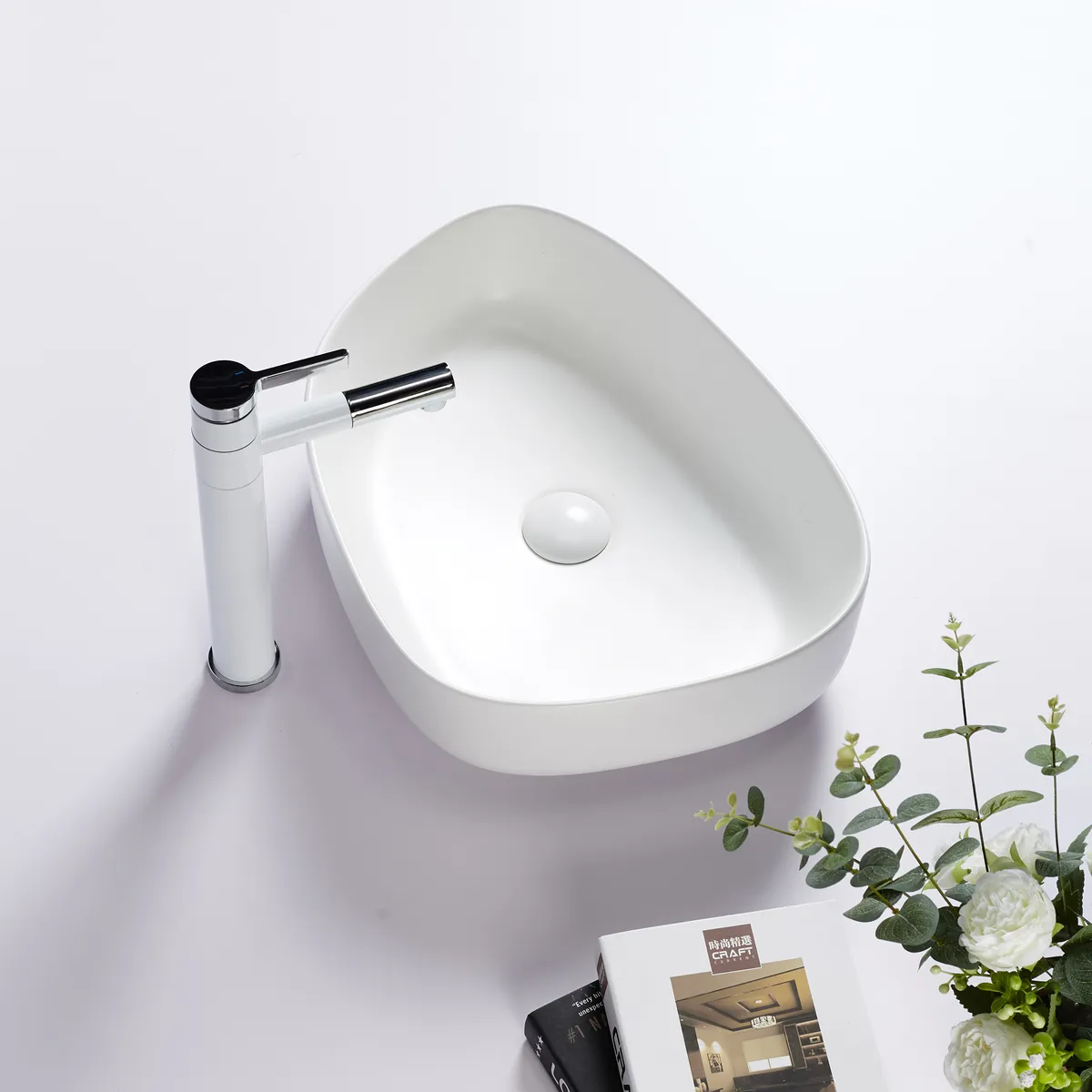 Lavamanos de Cerámica Rectangular 47.5x13x36.5 cm Blanco Mate SENSI ...