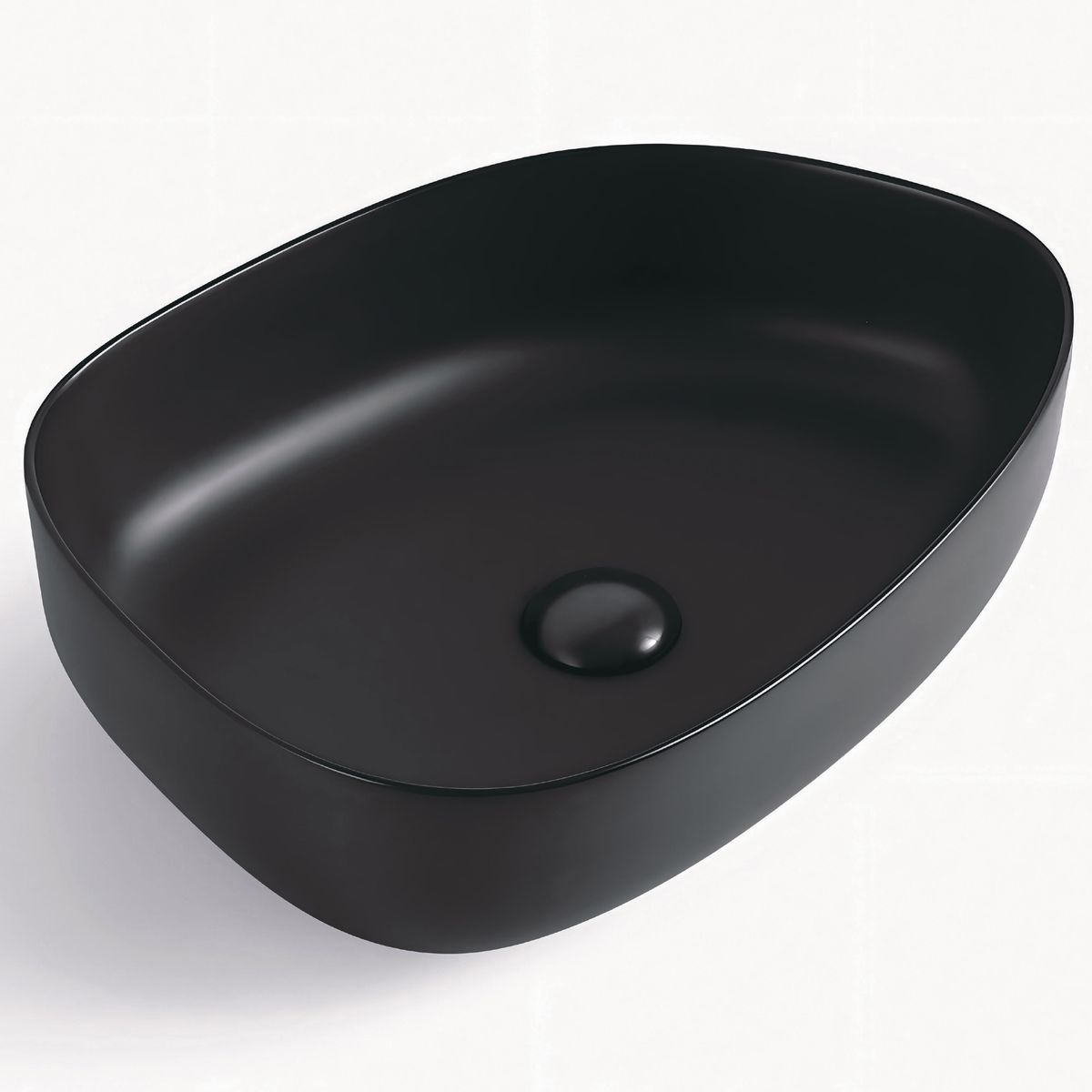 SENSI DACQUA - Lavamanos de Cerámica Rectangular 47.5x13x36.5 cm Negro Mate