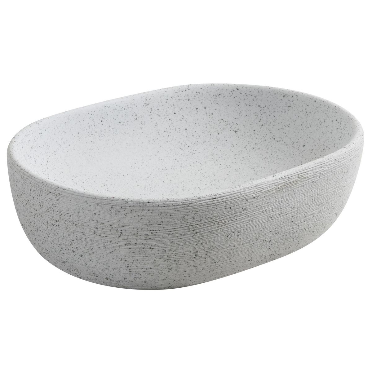 SENSI DACQUA - Lavamanos Cerámica Blanco Textura Forma Ovalada 46x13x33.2cm