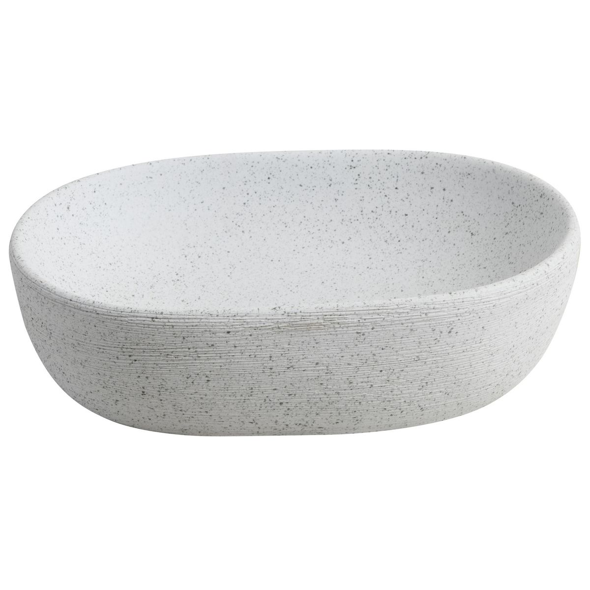 SENSI DACQUA - Lavamanos Cerámica Blanco Textura Forma Ovalada 46x13x33.2cm