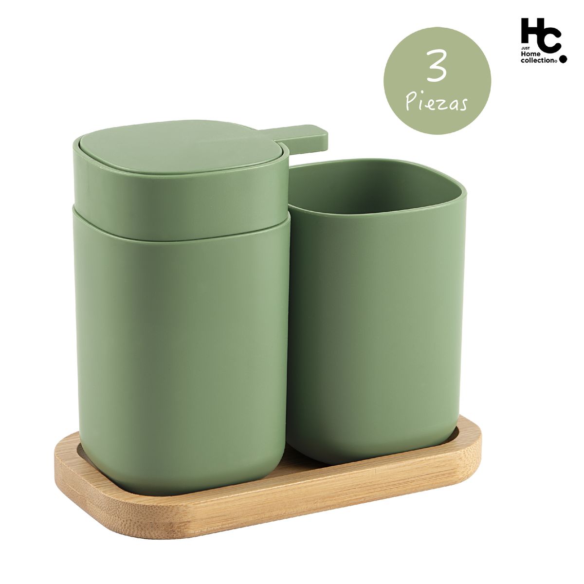 JUST HOME COLLECTION - Set 3 Accesorios de Baño Aiello Verde.