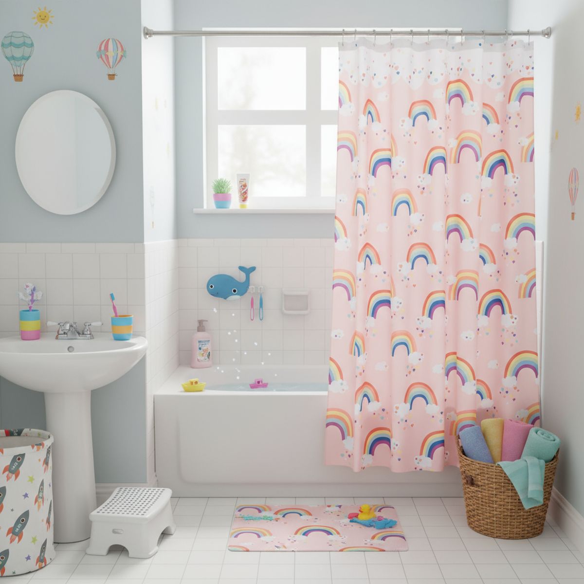 JUST HOME COLLECTION - Cortina de Baño Rainbow 178x180 cm Multicolor