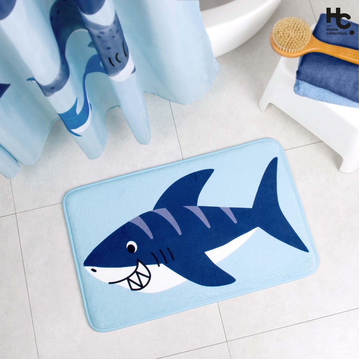 JUST HOME COLLECTION - Limpia Pies de Baño Sharks 40x60 cm Multicolor