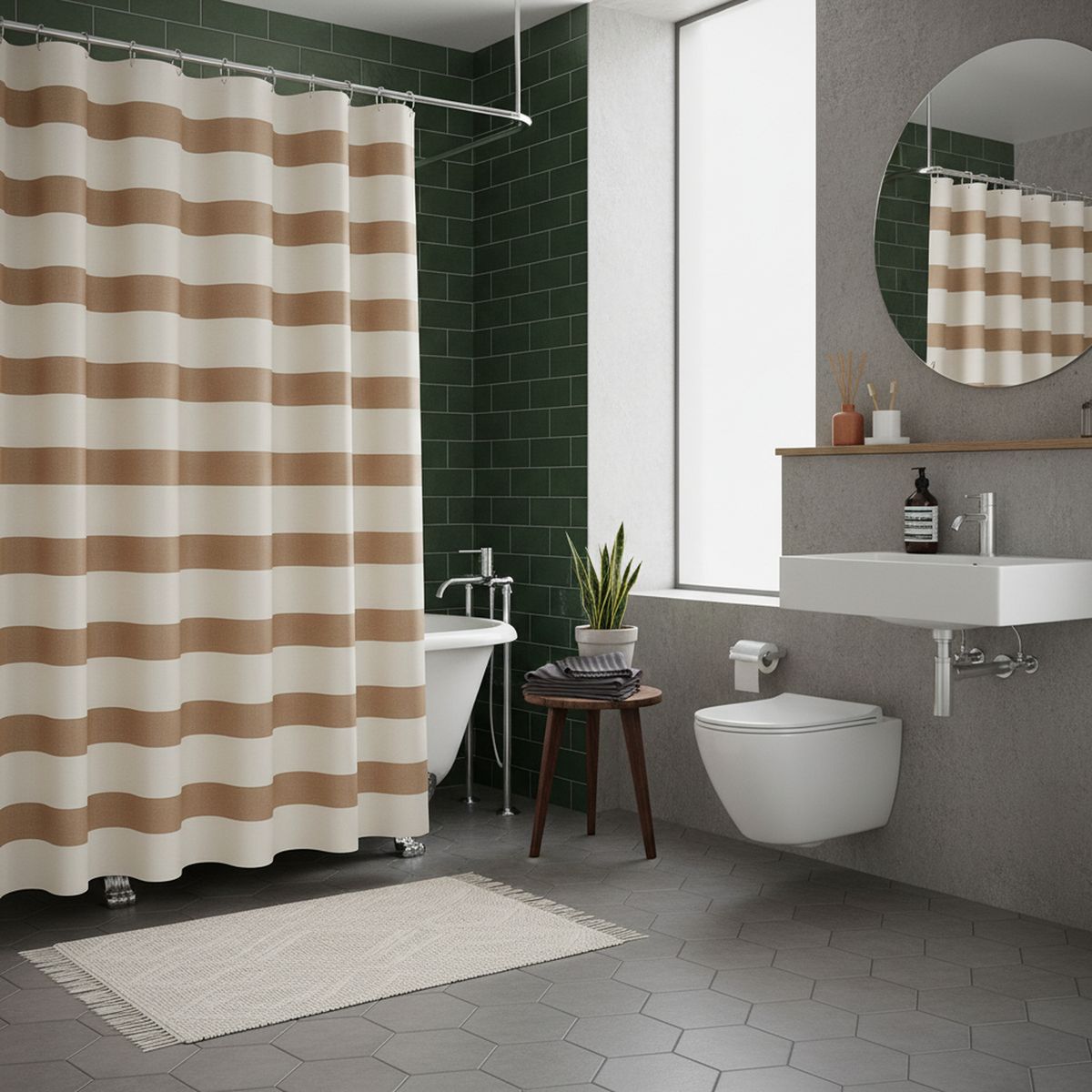 JUST HOME COLLECTION - Cortina de Baño Peva Line 178x180 Amarillo