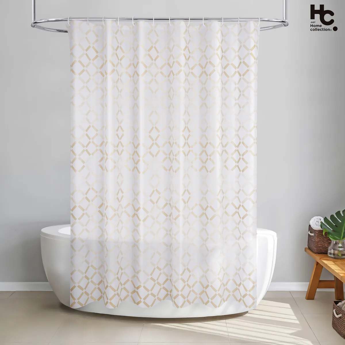 JUST HOME COLLECTION - Cortina de Baño Peva Blok 178x180 Beige