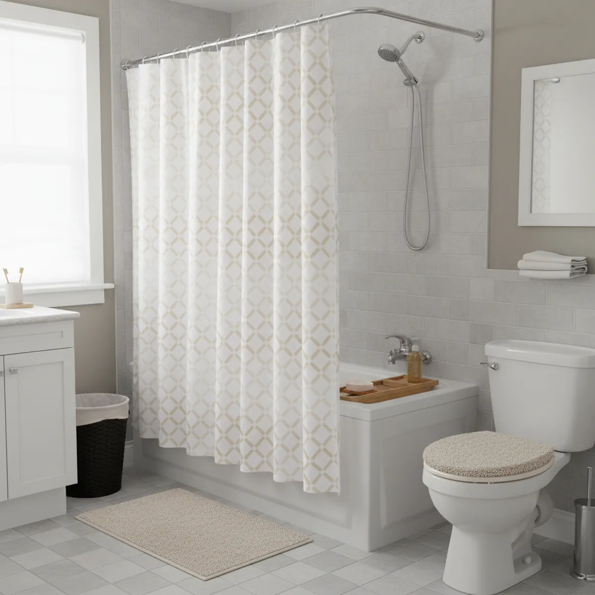 JUST HOME COLLECTION - Cortina de Baño Peva Blok 178x180 Beige