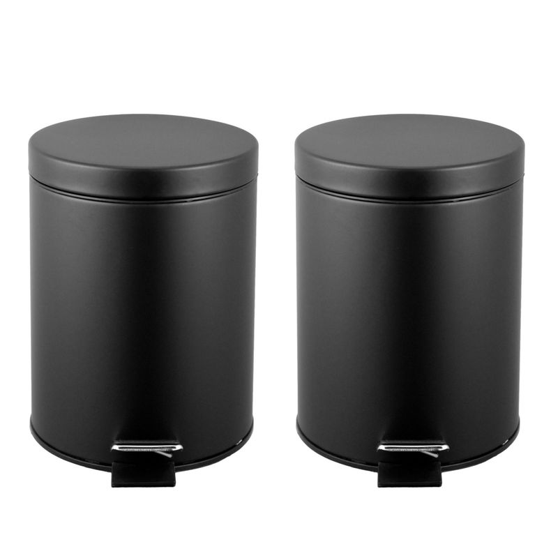 JUST HOME COLLECTION - Set de 2 Basureros 5L Metal con Pedal Negro