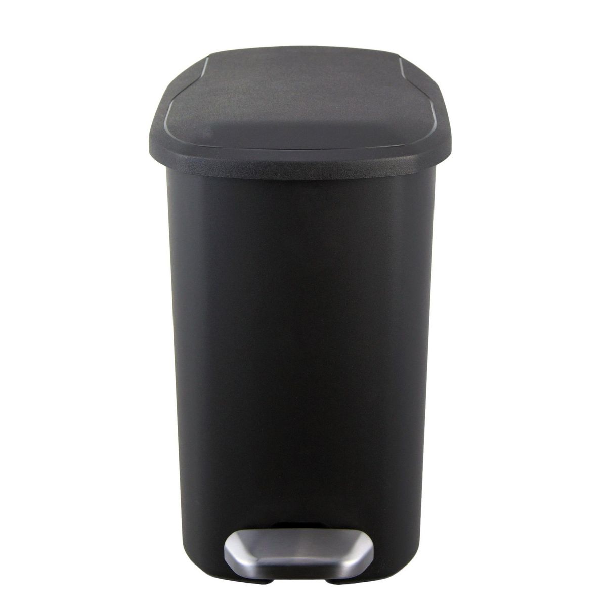 JUST HOME COLLECTION - Papelera Rectangular de Plástico con Pedal Negro 6L