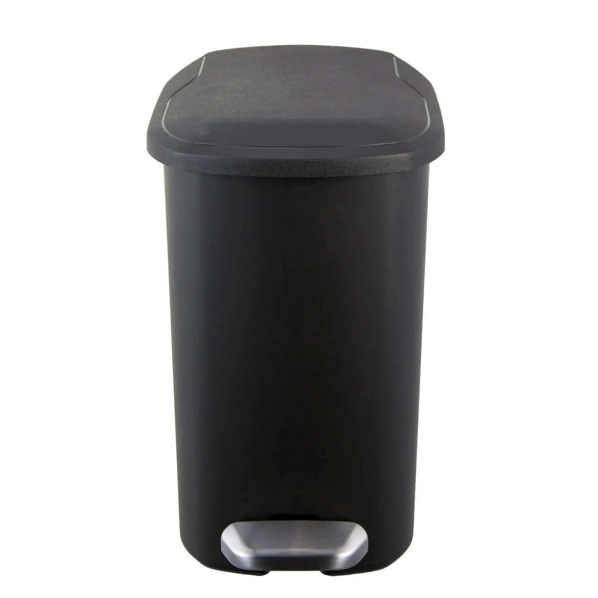 JUST HOME COLLECTION - Papelera Rectangular de Plástico con Pedal Negro 6L