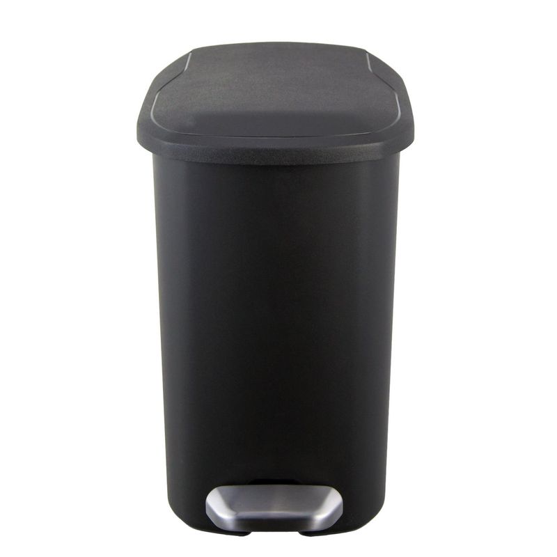 JUST HOME COLLECTION - Basurero Rectangular 6L Plástico con Pedal Negro