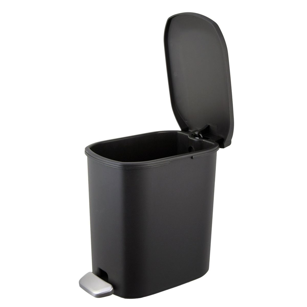 JUST HOME COLLECTION - Papelera Rectangular de Plástico con Pedal Negro 6L