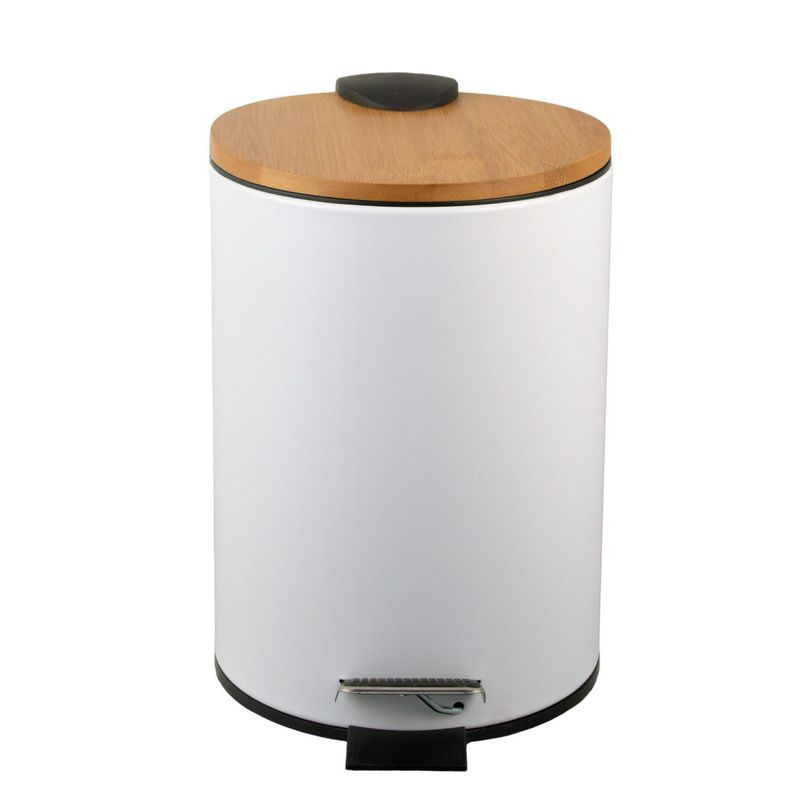 JUST HOME COLLECTION - Basurero 3L con Pedal Bambú Blanco