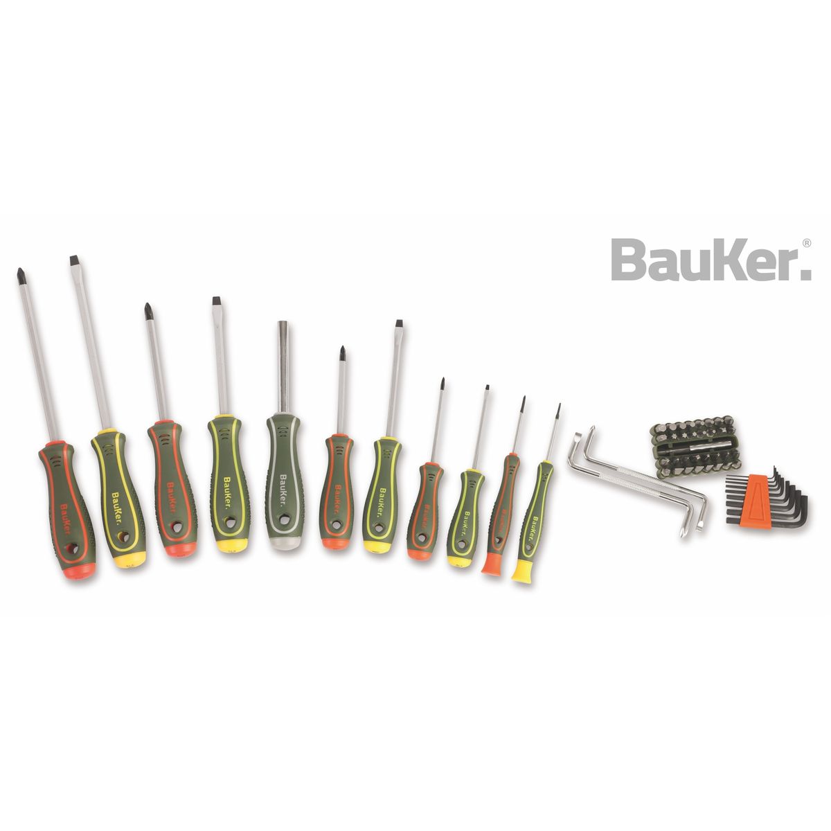 BAUKER - Kit Destornillor y Llave HEX 55 piezas