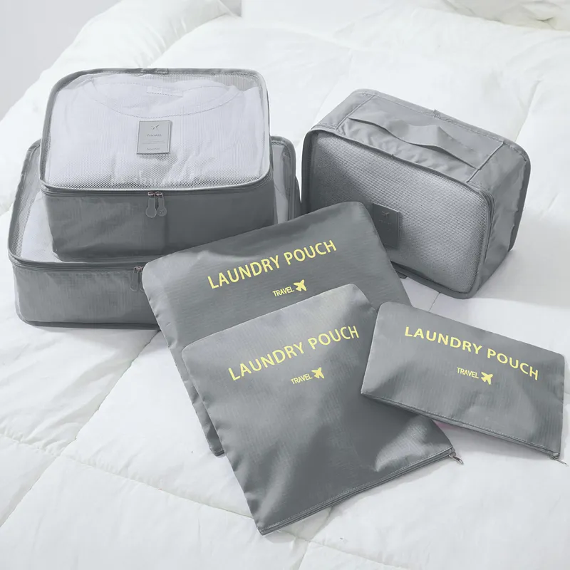 JUST HOME COLLECTION - Set De 6 Organizadores De Viaje De Tela Gris