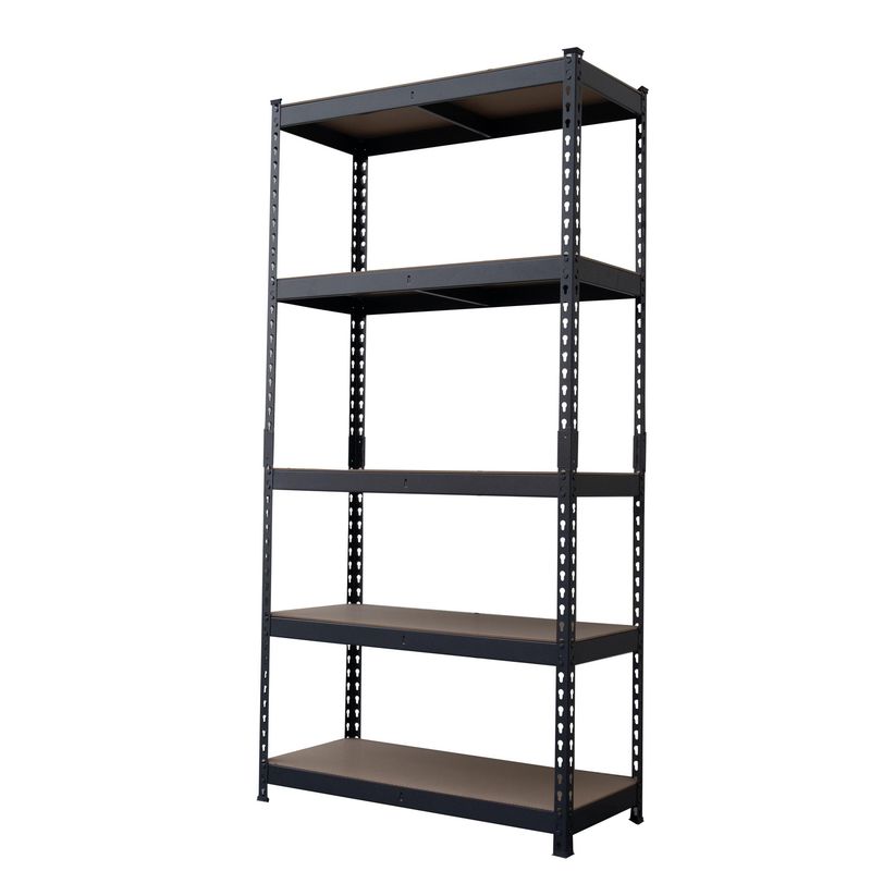 FIXSER - Estante de Metal 5 Niveles 90x183x40cm Gris y Negro