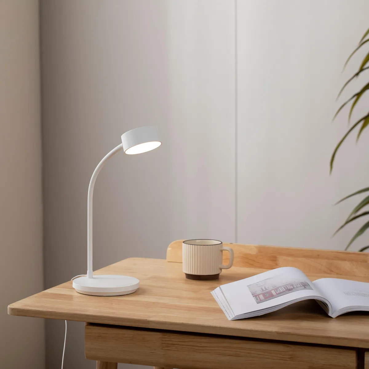 JUST HOME COLLECTION - Lámpara de Escritorio LED Baras Blanco 4 W 13x13 cm