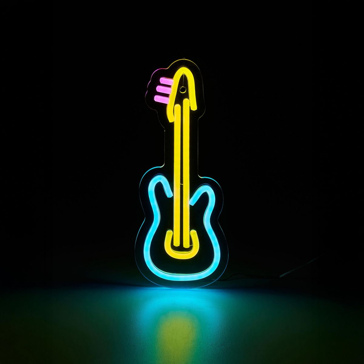 JUST HOME COLLECTION - Letrero LED Neón Guitarra Blanco 3.5 W 2x12 cm