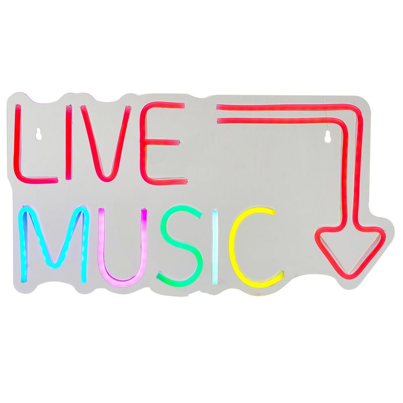 JUST HOME COLLECTION - Letrero LED Neón Live Music Blanco 5.9 W 2x22 cm