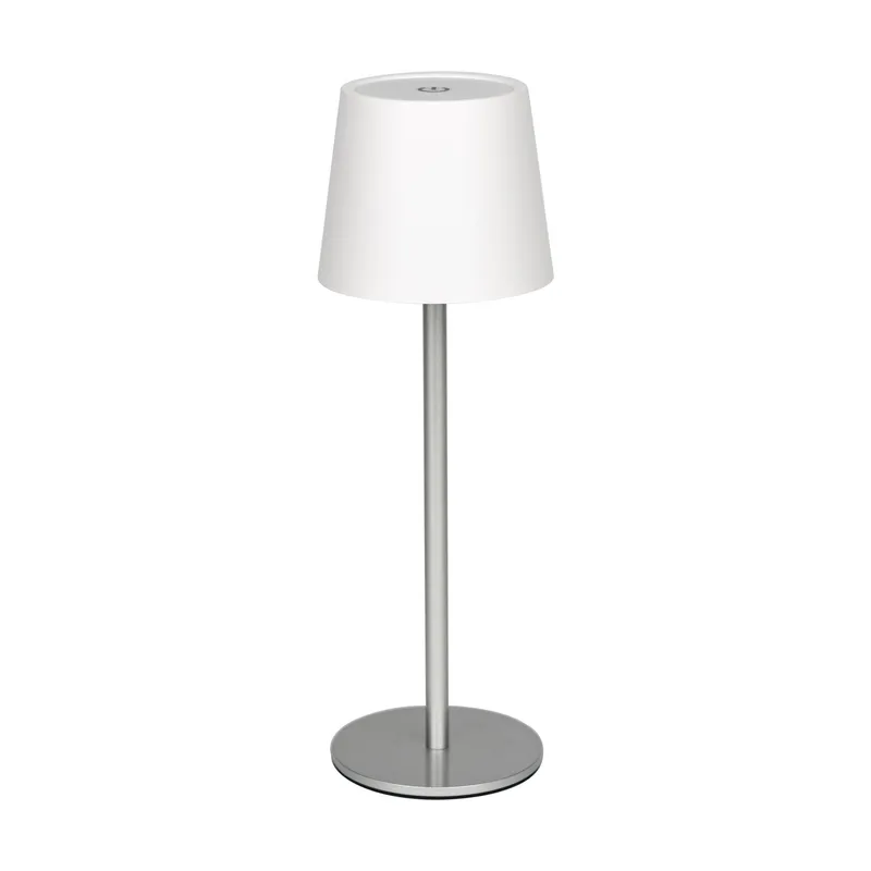 JUST HOME COLLECTION - Lámpara de Mesa Tina Recargable Gris/Plata 1.9 W 9x27.5 cm