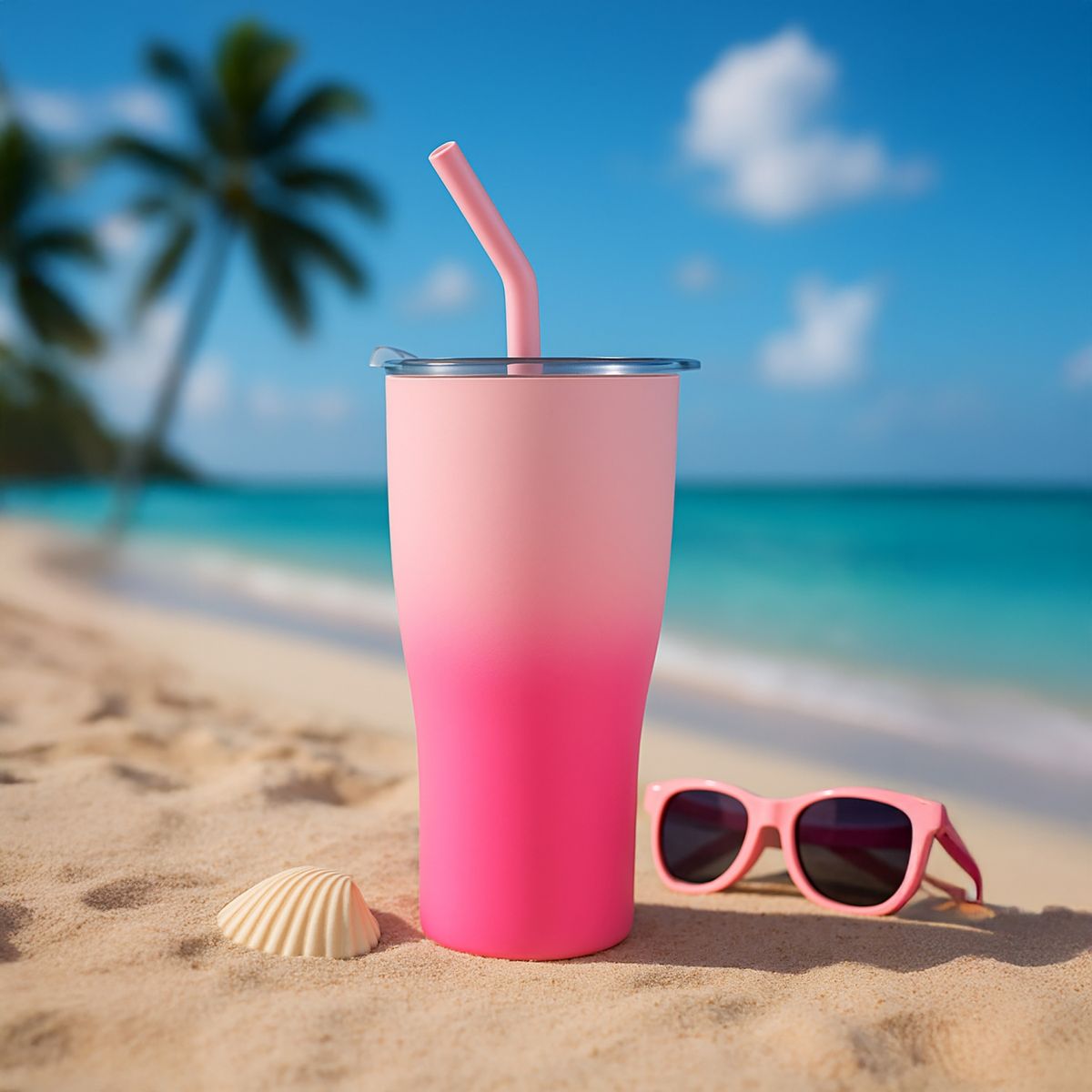 JUST HOME COLLECTION - Set de Botella y Vaso Acero Inoxidable Fucsia