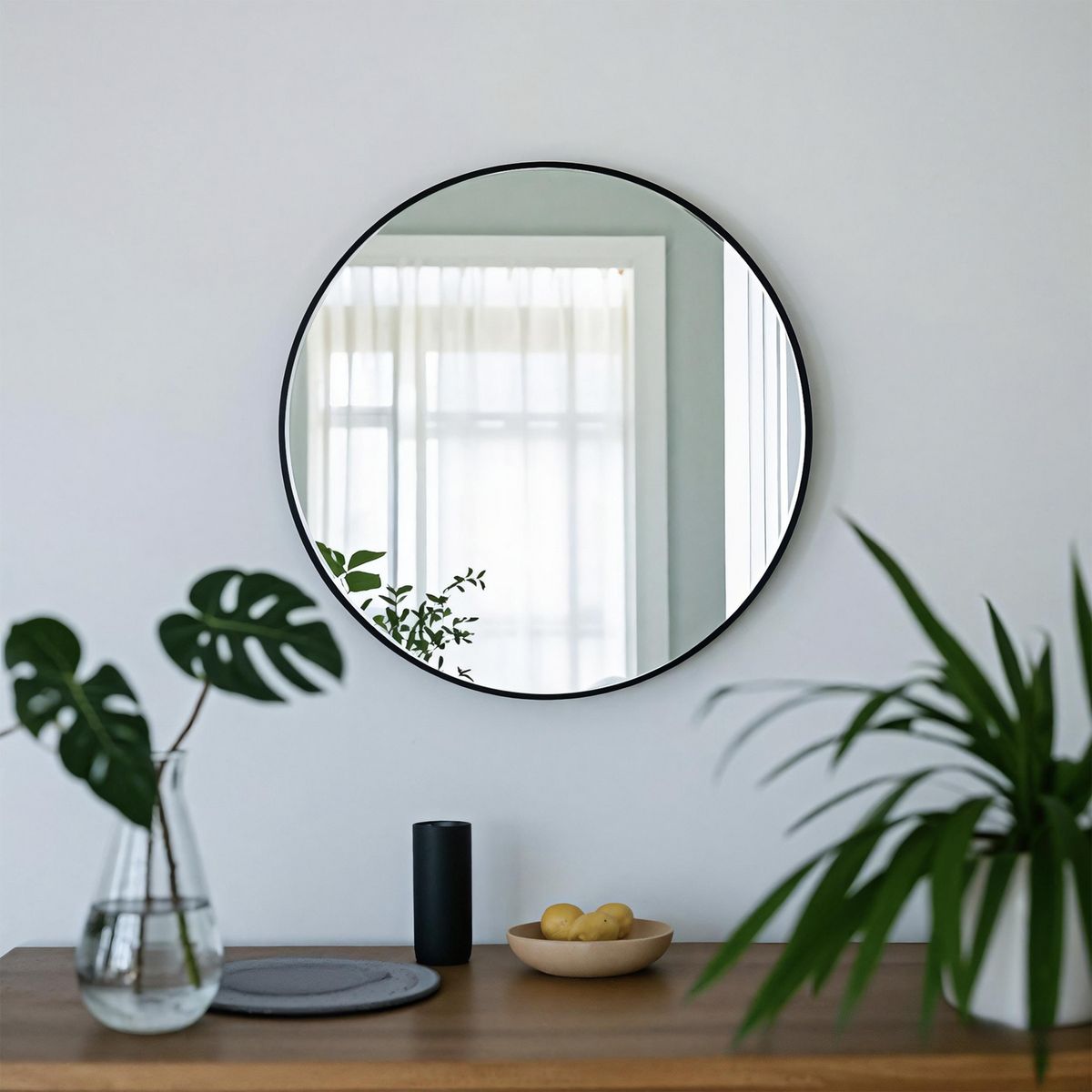 JUST HOME COLLECTION - Espejo Decorativo Redondo Genoa 100 cm Negro