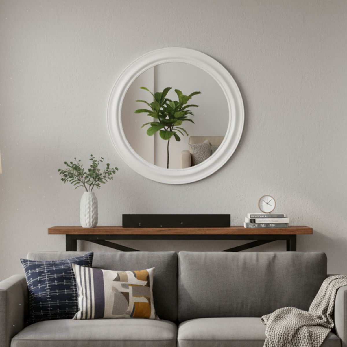 JUST HOME COLLECTION - Espejo Redondo Marina 80x80 cm Blanco