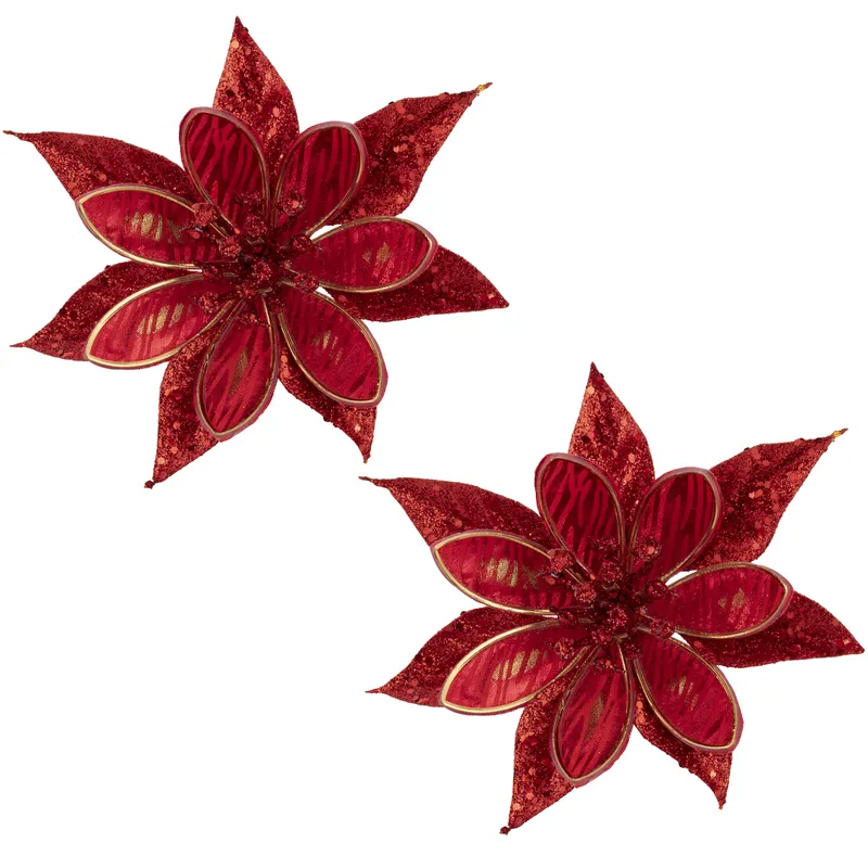 DEAR SANTA - Set 2 Poinsettia Navidad Rojo