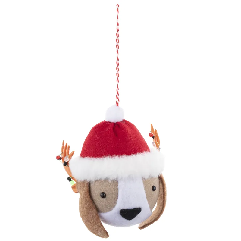DEAR SANTA - Adorno Perro con Gorro Navidad 12cm